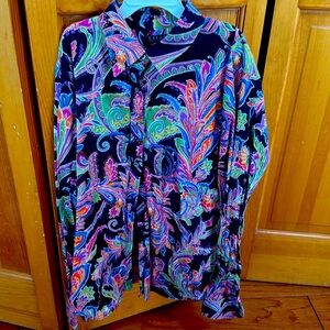 Lauren Ralph Lauren Paisely Button Up Top